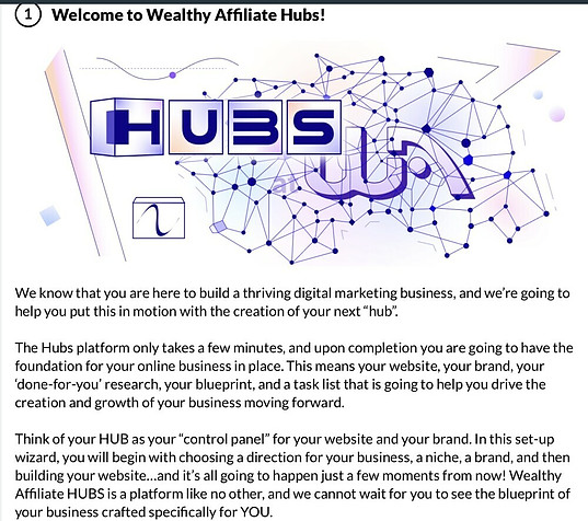 wealthy affiliate platform business hubs page