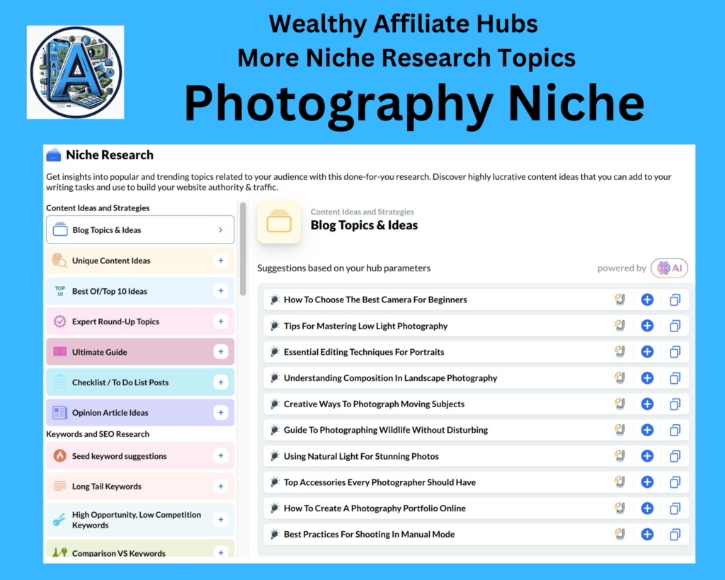 Wealthy Affiliate Hubs Niche Research Topic Ideas for More Blog Post Content